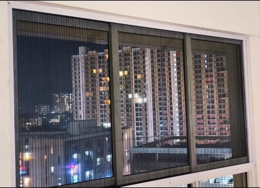 Window net with night city view